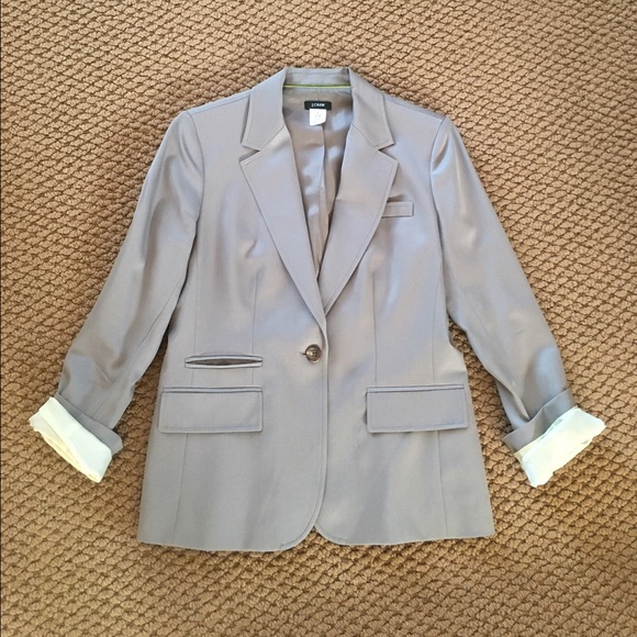 J.Crew Gray Wool Suiting Blazer Sz 8 - Picture 1 of 4